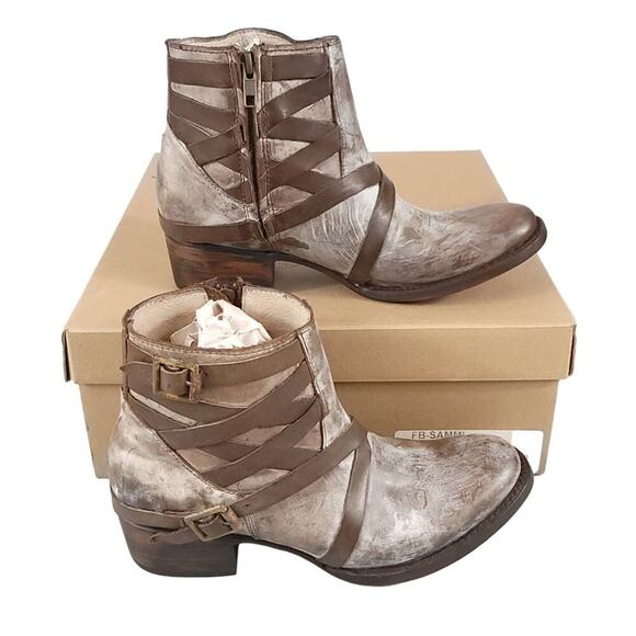 Freebird by Steven Sammi Ankle Boots Stone Western Country Distressed - Picture 1 of 11